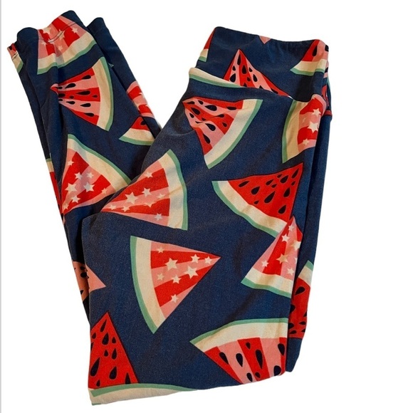 Watermelon LuLaRoe Leggings Rare Retired Print ONE SIZE - Picture 2 of 8